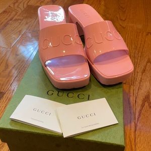 Gucci Pink Rubber Slides